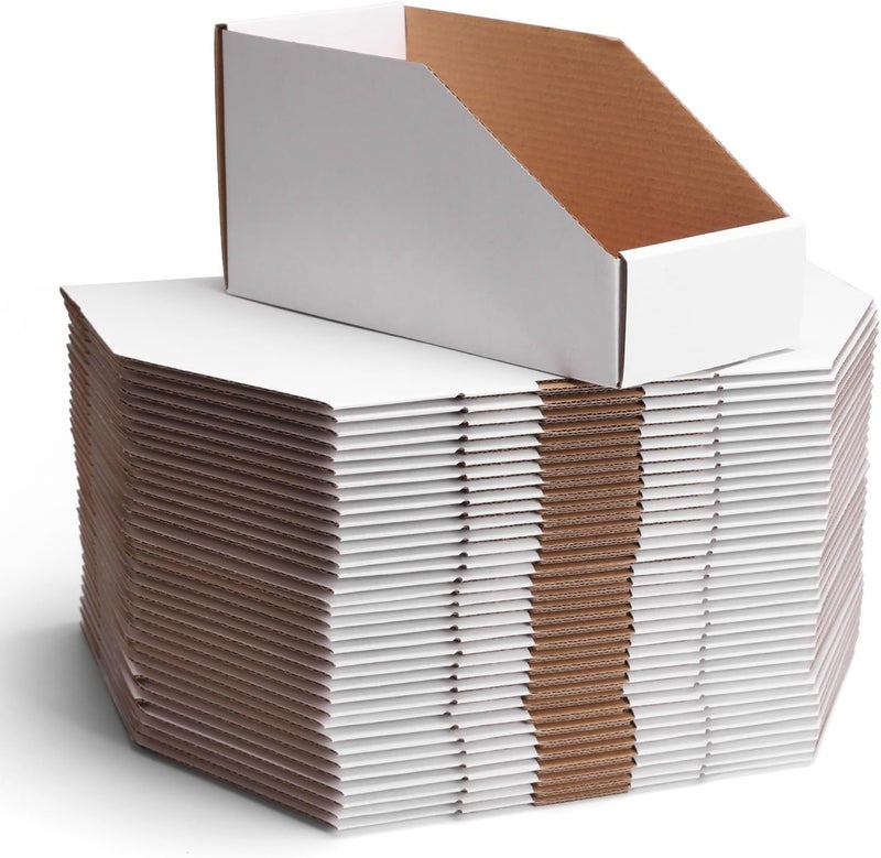 ZBEIVAN Cardboard Storage Bins Boxes 35 Packs 9.4x4x4.5 Inches, Easy Assembly Pantry Organizer Bins for Shelf, White - Image 1